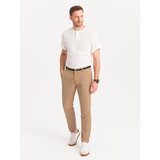 Ombre Men's chino pants with decorative waistband - sand | shoptok.hr