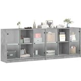 vidaXL Regal za knjige s vratima boja betona 204 x 37 x 75 cm drveni | shoptok.hr
