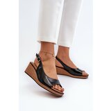 Kesi Women's Patented Wedge Sandals Sergio Leone Black Cene