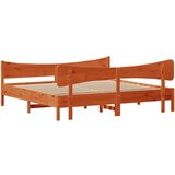  Okvir kreveta s uzglavljem voštano smeđi 200x200 cm od borovine | shoptok.hr