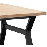 vidaXL Klubska mizica Y okvir 90x90x45,5 cm trdna borovina lito železo | Shoptok.si