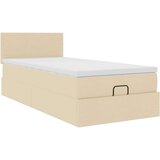 vidaXL Otomanski posteljni okvir z vzmetnico krem 90x190 cm blago, (21611129) | Shoptok.si