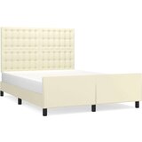  Okvir za krevet s uzglavljem krem 140x190 cm od umjetne kože - Krema 140 x 190 cm gumbi | shoptok.hr