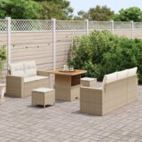  Set od 8 komada vrtnih kauča s jastucima bež poly rattan akacija | shoptok.hr