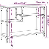  Konzolni stol s policama boja dimljenog hrasta 100 x 35 x 75 cm | shoptok.hr