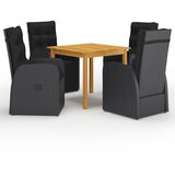  5-dijelni vrtni blagovaonski set crni Cijene
