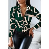 Fenzy Elegantna Bluza S Potiskom Črk Medelina, Zelena | Shoptok.si