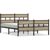 Metalni Kovinski posteljni okvir brez vzmetnice sonoma hrast 135x190 cm, (21610685) | Shoptok.si