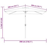 Vanjski suncobran s metalnim stupom 300 x 200 cm antracit | shoptok.hr