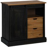 vidaXL Bivak HALDEN z drsnimi vrati črna 80x40x80 cm masivni les | Shoptok.si