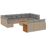  14-dijelni set vrtnih sofa s jastucima poliratan Bež | shoptok.hr