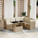 Maison Chic Seti vrtnega pohištva - Vrtna garnitura - Vrtni pohištvo set 7-delna z blazinami bež poli ratan, (21807794) | Shoptok.si