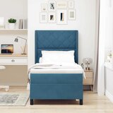  s opruga kutije s uzglavljem Plava 90 x 200 cm Baršun | shoptok.hr