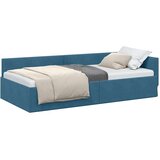 vidaXL Kotna postelja Drugo Modra 90 x 200 cm Samet in sodobno leseno | Shoptok.si