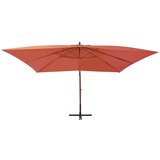  Previsni senčnik z lesenim drogom 400x300 cm terakota | Shoptok.si