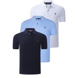 Dewberry TRIPLE SET T8561 MENS T-SHIRT-NAVY BLUE-WHITE-LIGHT BLUE Cijene