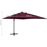  Konzolni suncobran sa stupom i LED svjetlima 300 cm bordo | shoptok.hr