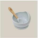 Interbaby Silikonska zdjelica + žlica Blue Grey | shoptok.hr