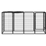 Ograda za pse s 10 panela crna 50 x 100 cm čelik obložen prahom | shoptok.hr