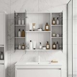  Kopalniška ogledalna omara s polico Bela 80 x 14.5 x 70 cm, (5000233308) | Shoptok.si