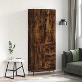 vidaXL Visoka komoda dimljen hrast 69,5x34x180 cm inženirski les | Shoptok.si