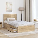  Krevetna konstrukcija s ladicama Hrast sonoma 100 x 200 cm | Eponuda.com