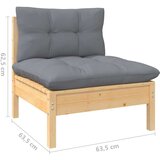  Vrtna sedežna garnitura 5-delna s sivimi blazinami borovina, (20975261) | Shoptok.si
