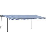  Ročno zložljiva tenda s stebrički 6x3,5 m modra in bela, (20743136) | Shoptok.si