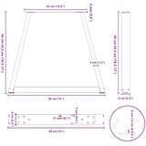  Noge za klubsko mizico v obliki črke V 2 kosa naravno jeklo 38 x (42-43,3) cm jeklo, (22123869) | Shoptok.si
