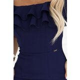 Numoco 599-3 CARMEN Fitted midi dress in Spanish style - navy blue | Shoptok.si