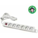 Priključnica bela 16A 250V 3680W 3x1.5mm2 prenosna nerastavna šestostruka (produžni kabl) sa prekidačem ME-PR6P-2M DZ