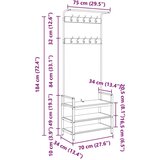 vidaXL Vješalica za kapute Sivi hrast sonoma 75 x 34 x 184 cm | shoptok.hr