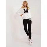 Fashion Hunters Ecru-black tracksuit with patches