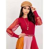 Fashion Hunters Blouse in wine RUE PARIS with mesh sleeves | Shoptok.si