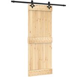  Klizna vrata Prirodna i crna 80 x 210 cm Čvrsta borovina | shoptok.hr