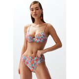 Trendyol Floral Print Draped High Waist Hipster Bikini Bottom | Shoptok.si