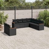  9-dijelni set vrtnih sofa s jastucima crni od poliratana | shoptok.hr