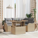 vidaXL 5-delni vrtni kavč set s blazinami bež poli ratan akacija | Shoptok.si
