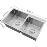 Oem Kuhinjski umivalnik, dvojna posoda, enostaven za čiščenje -Srebrna, (5000140244) | Shoptok.si