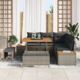 vidaXL 8-delni vrtni kavč set z blazinami siva poli ratan akacija | Shoptok.si
