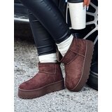 DStreet Botki damskie ALPIKA z wysoką podeszwą brązowe | Shoptok.si