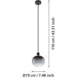 Eglo visilica Oilella 99616, 1x E27, Ø19 cm, crna, mesing i sivo staklo | shoptok.hr