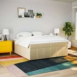  Krevet s oprugama i madracem krem 200 x 200 cm od tkanine | shoptok.hr