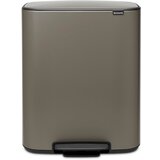 Brabantia Koš za odpadke s pedalom Bo, s plastičnim vložkom, 60 litrov - platinasta | Shoptok.si