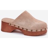 Boto Clogs Women's Slippers With Studs Eco Suede Beige Ellason | Shoptok.si