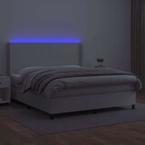  Box spring postelja z vzmetnico LED bela 180x200cm umetno usnje, (20788801) | Shoptok.si