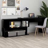  Kutni radni stol crni 200 x 50 x 76 cm od konstruiranog drva | Eponuda.ba