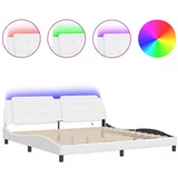vidaXL Okvir kreveta s LED svjetlima bijeli 200 x 200 cm umjetna koža