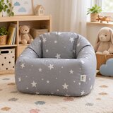 Ginger Home Детски Пуф Кресло Little Stars, 100% Памук, Сив Барбарон Със Звезди, 55x44x55 см | shoptok.hr