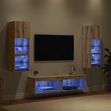 TV zidna jedinica 6 pcs Umjetnički hrast Konstruirano drvo | shoptok.hr